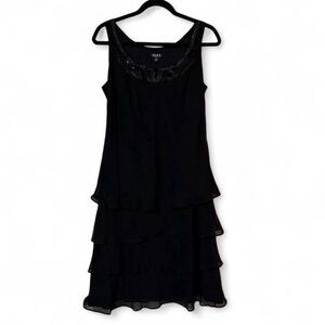 SLNY Black High Low Layered Dress